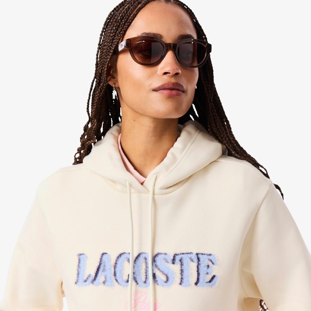 Lacoste Women's Fluffy Lettering Hooded Sweatshirt SF5243-55NXFJ