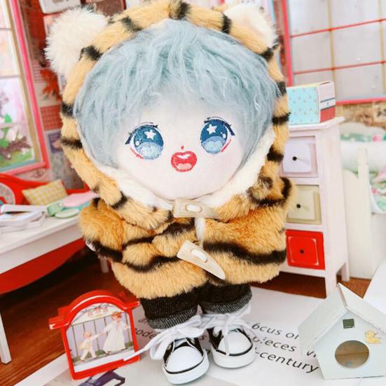 Doll Clothes Tiger Pattern Dress-up Fabric Beautiful Doll Hooded Coat Pants Outfit for 20cm Doll