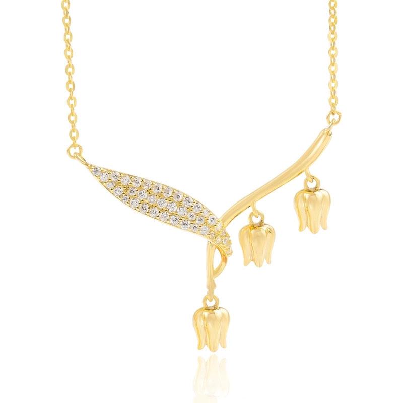 Versatile Lily of the Valley Titanium Steel Necklace In 18k Gold Finish - High-End Women's Clavicle Chain