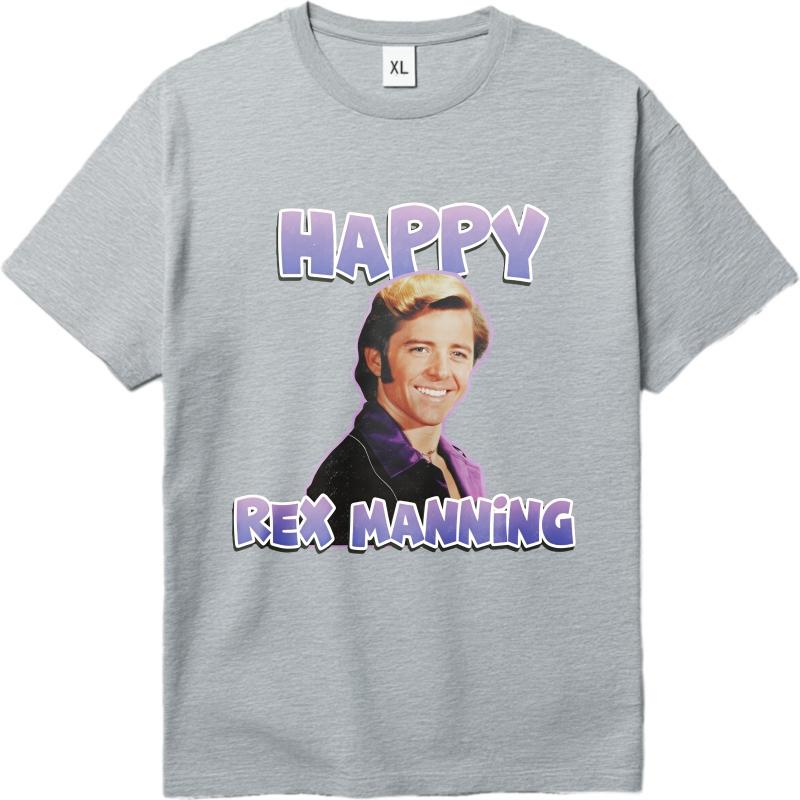 Black Summer For Him Tshirt Happy Rex Manning Portrait Design Short Sleeve Solid Color Round Neck Tshirt Male Workout Tshirt