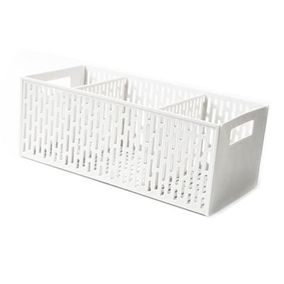 Kunststoff-Trennwand Aufbewahrungskorb 3 Fach Sparen Sie Platz Lebensmittel Lagerung Organizer Bins für Obst Gemüse