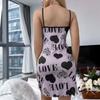 Vestaglia da notte sexy con spalline sottili e scollo a V da donna, camicia da notte estiva ampia in cotone, vestito da notte femminile con stampa carina, indumento da notte leggero
