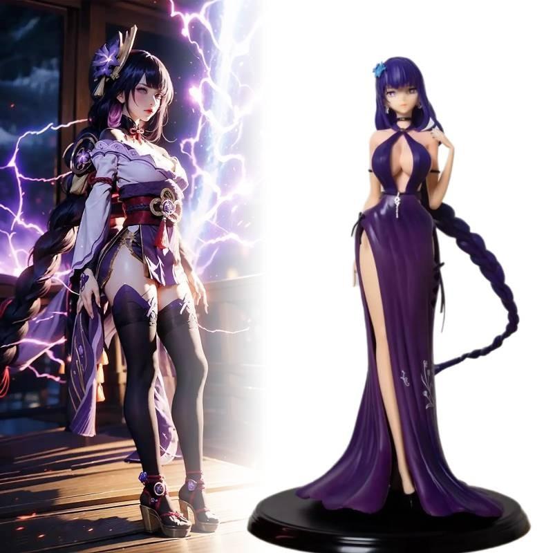 Genshin Impact Raiden Shogun Figurine Dress Game Cartoon Model Toys Gifts Fans