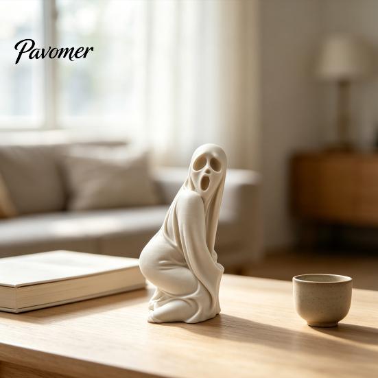 Ghost Figurine Funny Halloween Booty Figurine, 3D Printed Quirky Statue, Whimsical Home Ornament Hilarious Desktop Decoration for Office Tabletop