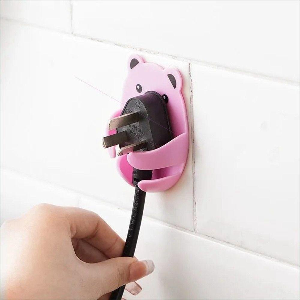 4Pcs Strong Adhesive Power Plug Holder Plastic Hug Bear Hook Bear Plug Bracket  Kitchen