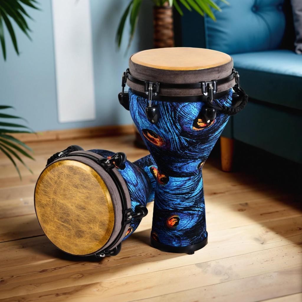 Lightweight 10"-12" African Hand Drum with Mechanical Tuning, Perfect for Performances, Teaching, and Customizable Playing.