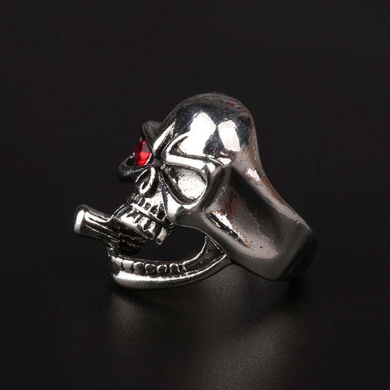 Retro Cigarette Skull Large Ring For Men Punk Gothic Rock Hiphop Ring Biker Accessories Handmade Designer Zircon Gift For Man