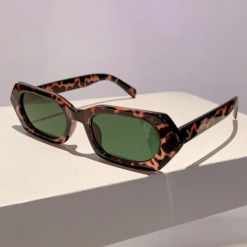 Small Frame Vintage Irregular Square Sunglasses Women For Men Luxury Brand Designer Rivet Sun Glasses Popular Punk Shades UV400