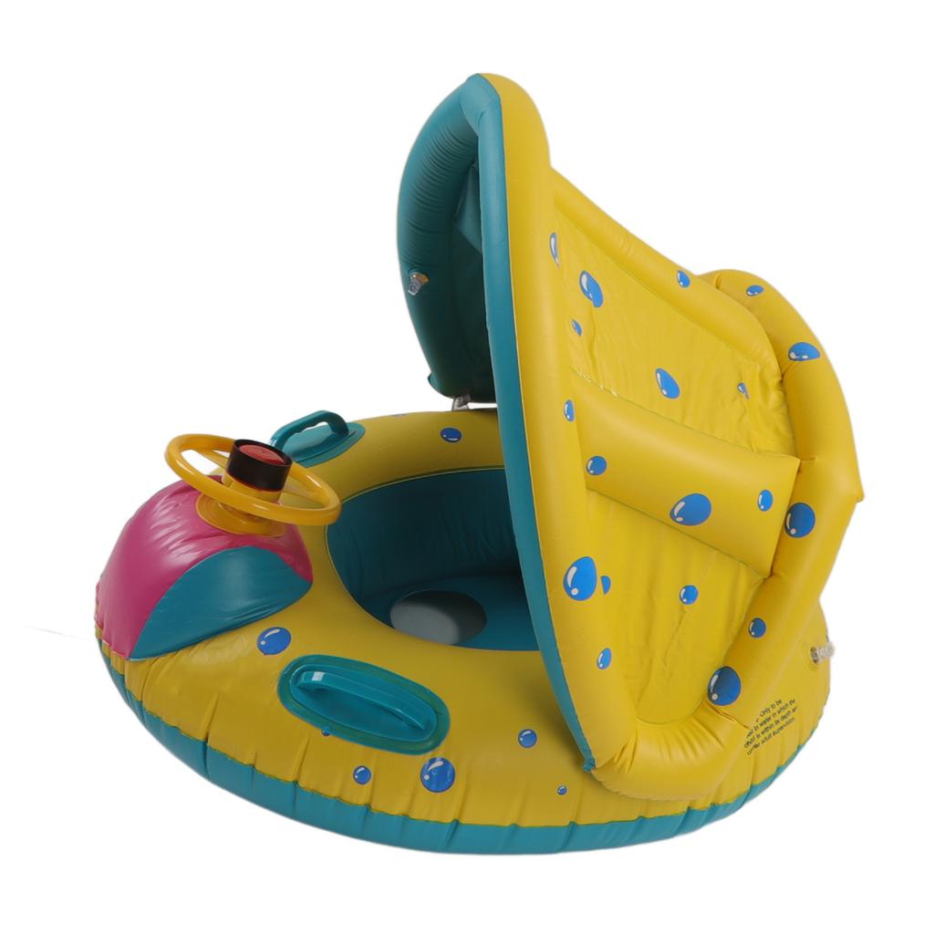 Baby Swim Ring Seat Detachable Sunshade Kid Swimming Ring with Steering Wheel