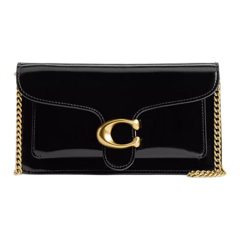 

COACH Tabby 21 Metal Logo Snap Closure Leather Crossbody Bag Small Women s Black чорний