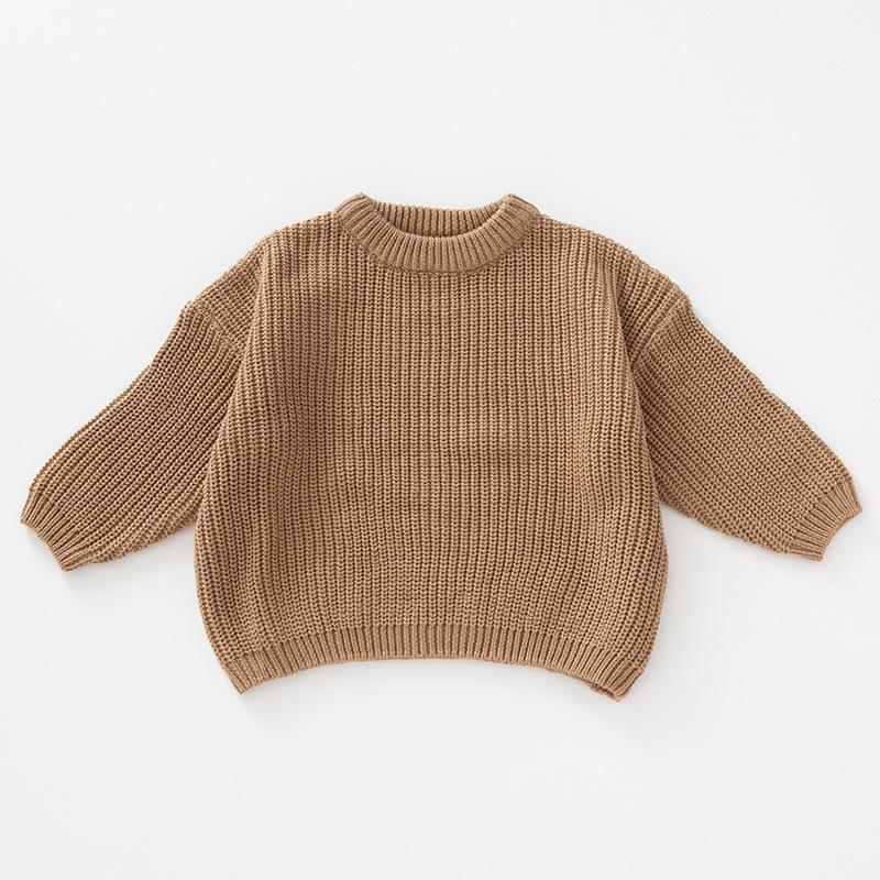 Hot Selling Girls' Solid Color Knit Pullover Sweater