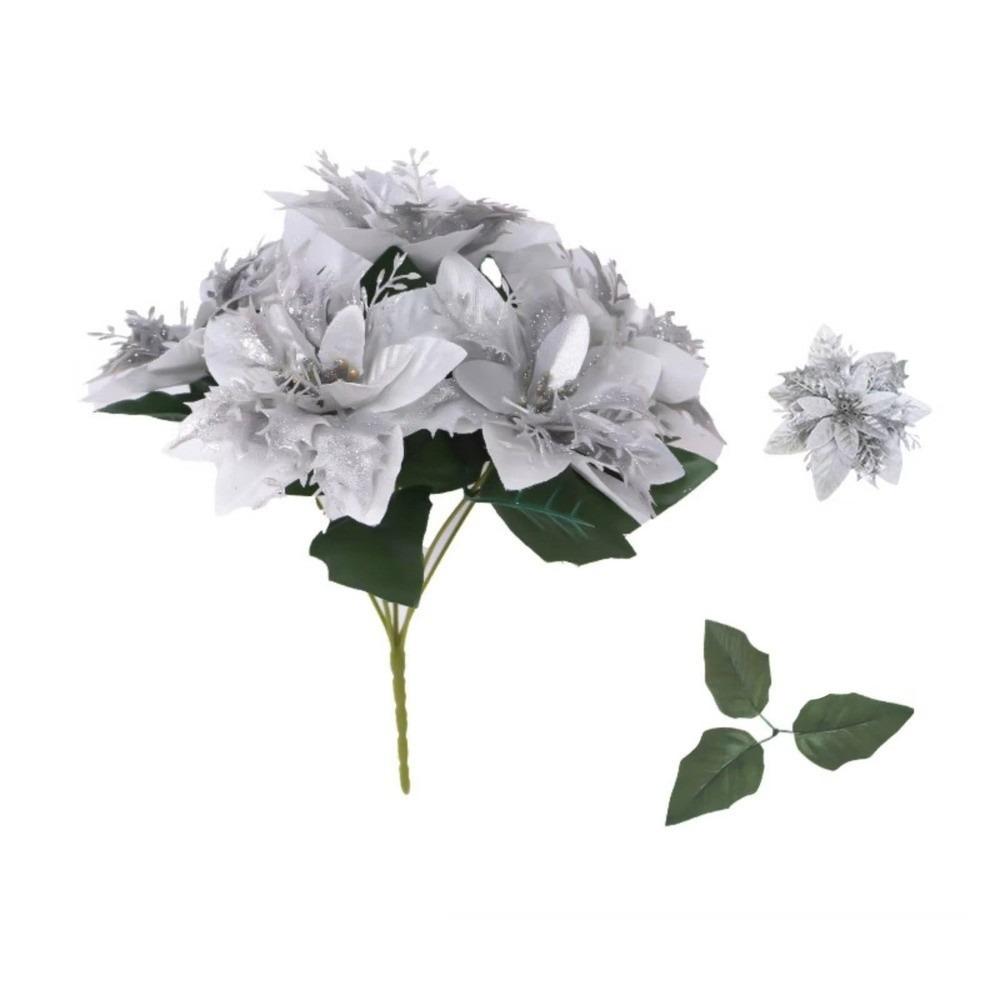 Artificial Flowers Fake Flower Pot Ornament Red Poinsettia Simulation Bouquet  Holiday Decor