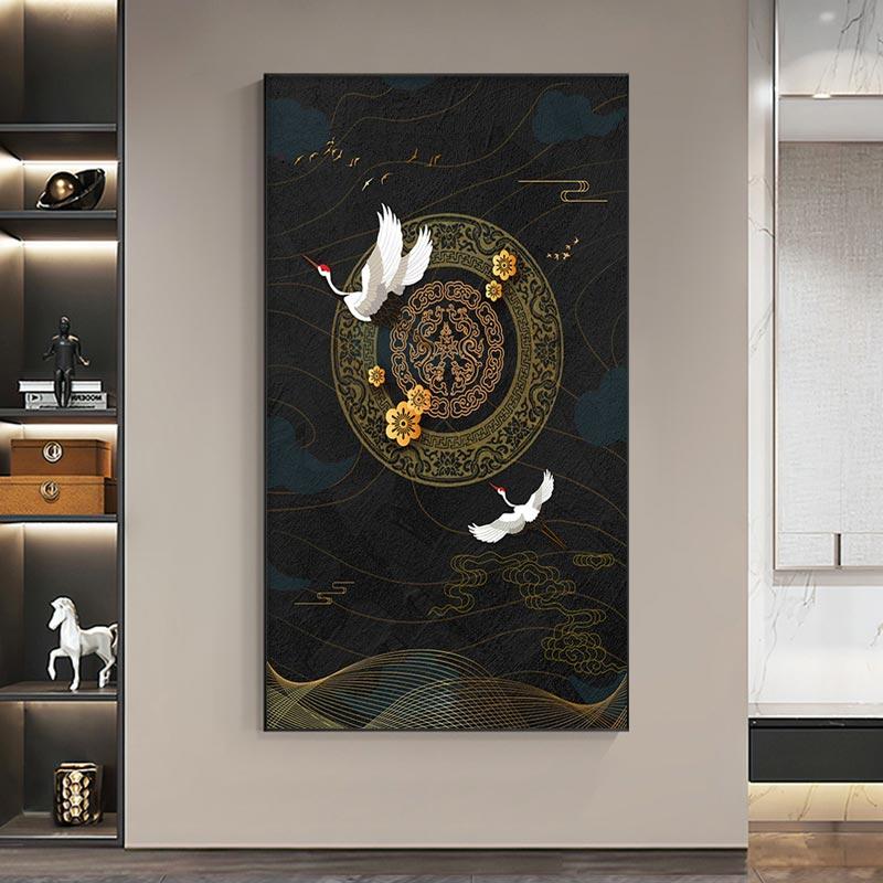 Chinese Style Plum Blossom Painting Decoration Poster Red Crowned Crane Giraffe Light Luxury Poster For Corridor Home Decor