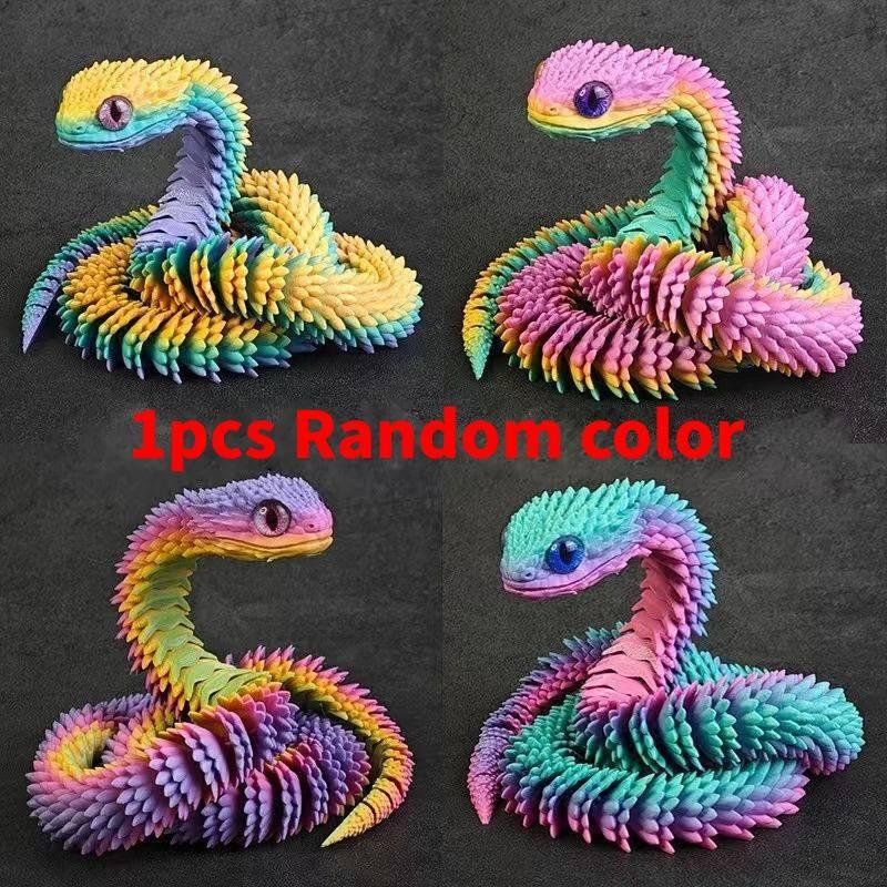 Stunning 3d Printed Snake Figurine With Articulated Joints And Lifelike Eyes For Unique Decor
