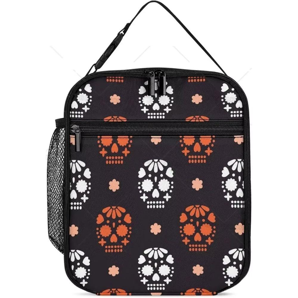 Gothic Skull Insulated Lunch Bag for Women Men Portable Cute Lunch Box for Work High Quality and Large Quantity Tote Bag