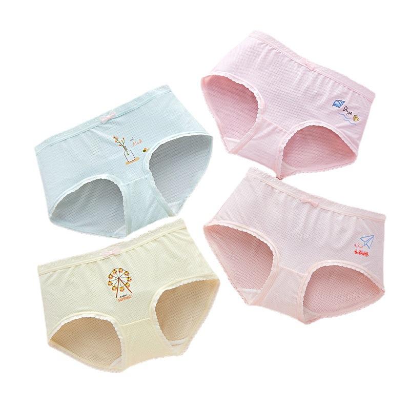 4Pcs Girls Modal Boxer Briefs Cute Cartoon Soft Breathable Kids Underwear M To 4XL
