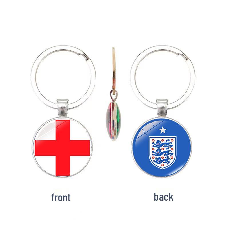 World Cup Top 32 National Flags & Team Emblems Double-sided Keychain