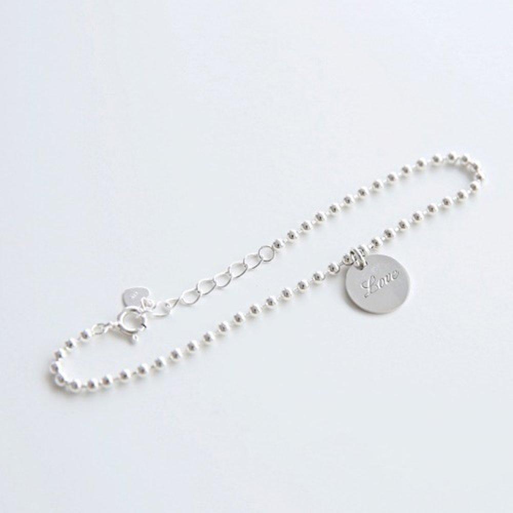 [As Little] Full Silver Ball Chain Disc Engraved Bracelet_Unplated
