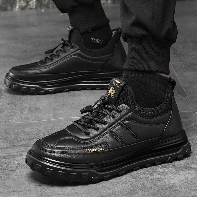Winter New Cotton Shoes Warm Velvet Thick-soled Cotton Men's Black Trend Casual Winter Boots