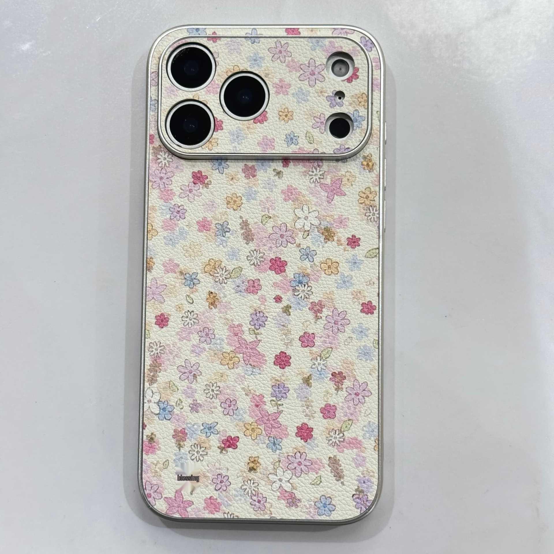 

Korean Flower Stand iPhone 17 Pro Max Case, Apple 16 Magnetic Silver Edge Protective Case for Women iPhone 15