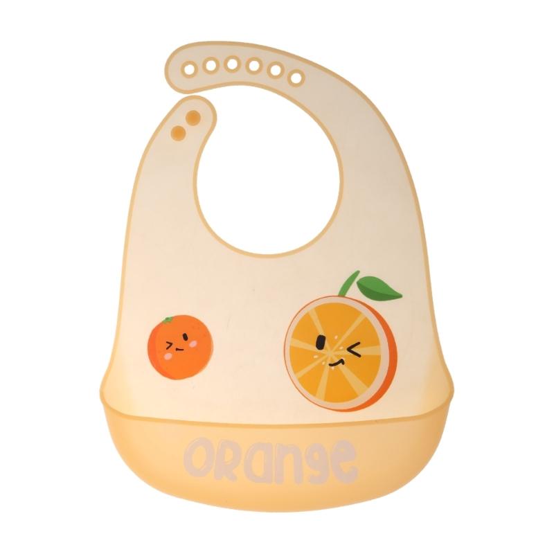 Baby Silicone Bib Cartoon Feeding Bib Waterproof Infant Boy Girl Washable Bib Food Spill Protective Bib with Food Pocket