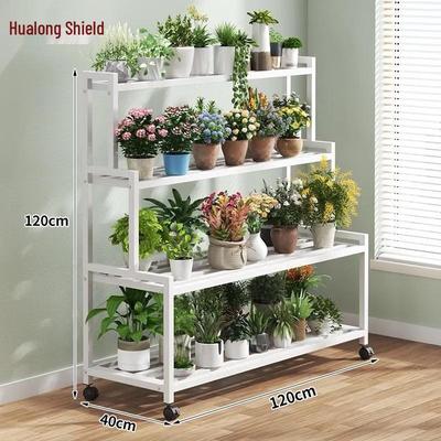 Multi-layer Movable Wrought Iron Flower Stand