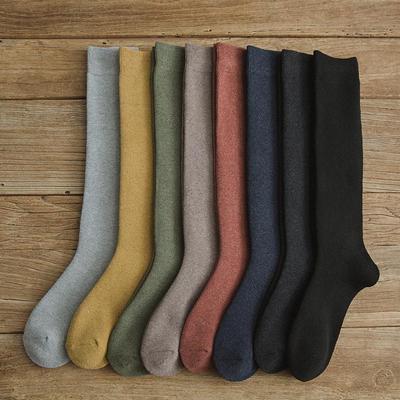 Damen Einfarbige Dicke Winter Kniehohe Baumwollsocken