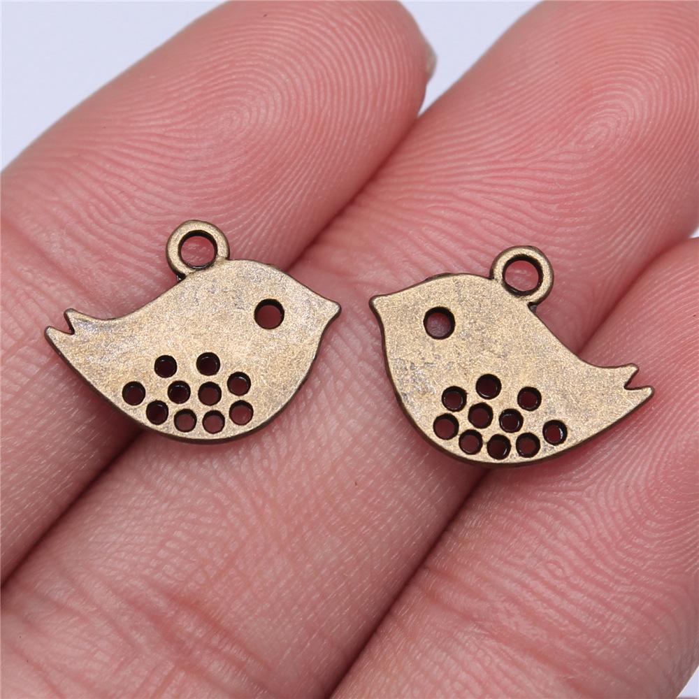 40pcs Charms Lovely Bird Antique Bronze Silver Color Pendants Making DIY Handmade Craft Finding Jewelry