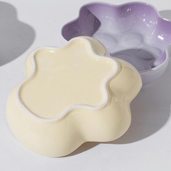 baizihuahu Cat Paw Shape Ceramic Bowl for Cats, Anti-Whisker Fatigue Kitten Food Water Dish, Microwave Dishwasher Safe Wide Shallow Pet Plate