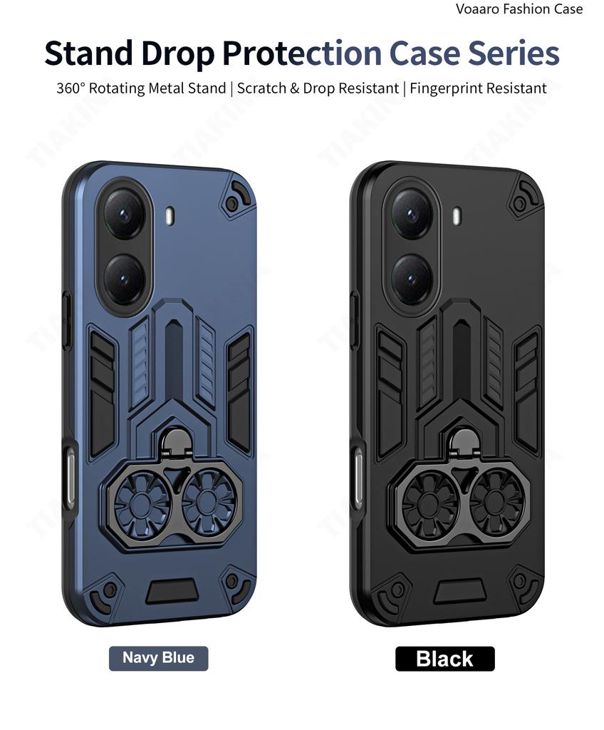 Dual Finger Ring Armor Cover for Xiaomi POCO X7 Pro Case for POCO X7 Pro Rotate Metal Bracket Kickstand Holder Case Phone Capa