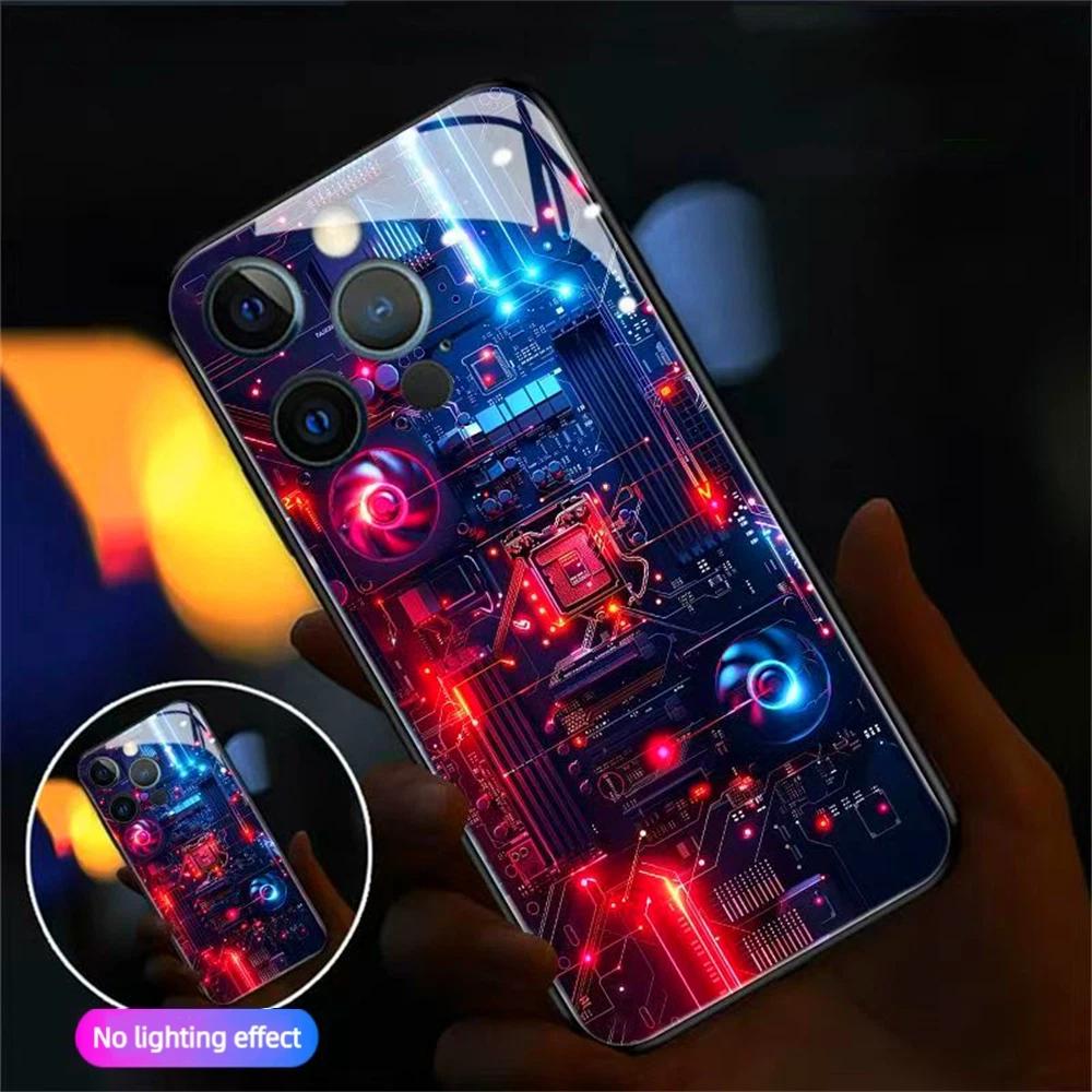 Electric Circuit LED Luminous Phone Case Voice Activated Flashing Protection Cover For IPhone Samsung
