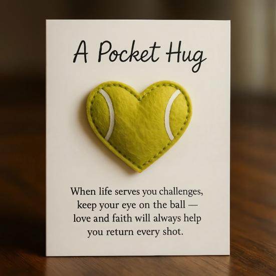 Love Heart Ball Pocket Hug with Positive Card Emotional Support Heart Shaped Ball Pocket Token Athletes Sports Fans Collectible Encouragement Gift
