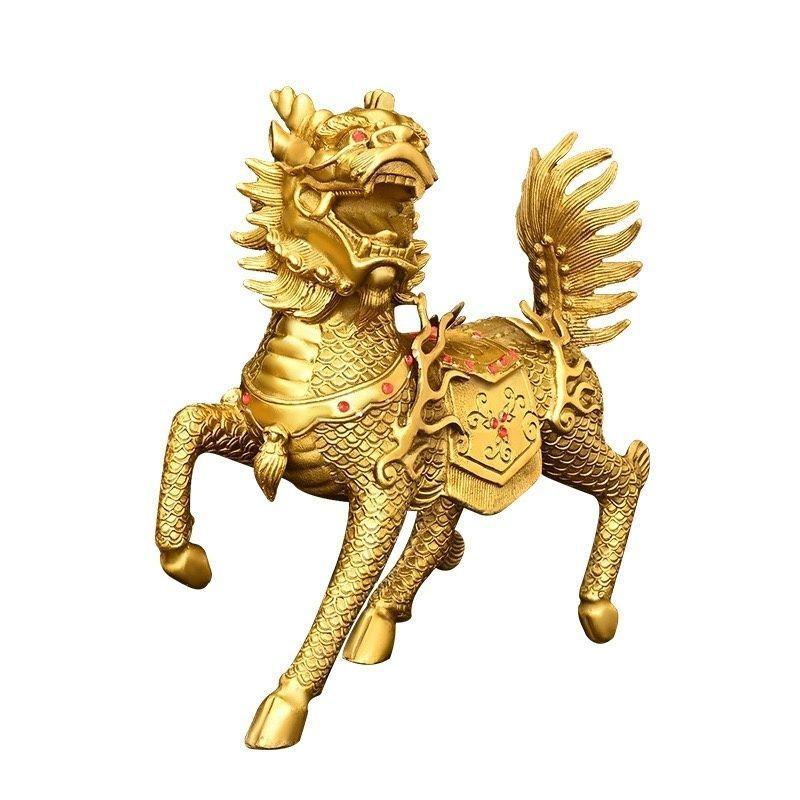 1pairs Copper Unicorn Ornaments Attract Wealth Feng Shui Living Room Store Office Decoration Crafts