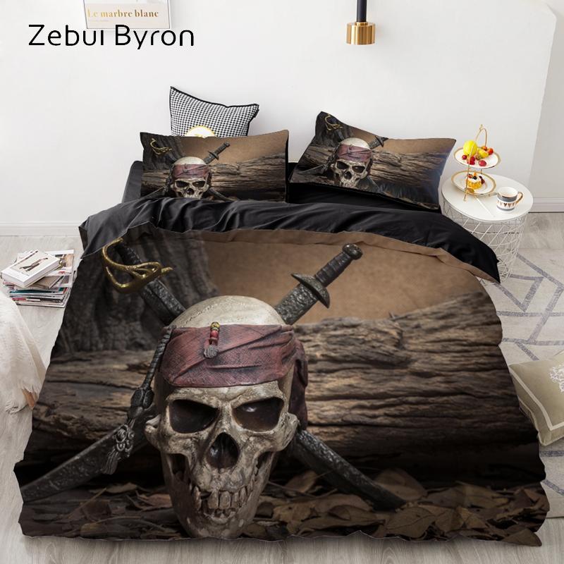 Luxury Bedding Sets 3D Custom,Duvet Cover Set Queen/King,Quilt/Blanket Cover Set,3 PCS Bed Se,halloween Skull  Bed Linen