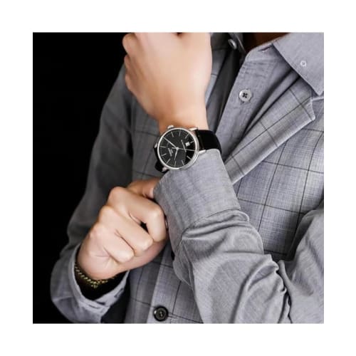 Tissot Carson Men's Watch with Leather Strap and Black Dial, Officially Imported, Model T1224071605100