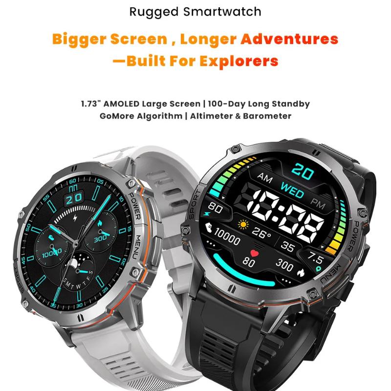 Reloj Inteligente Militar 1000MAH Súper Autonomía Llamada Bluetooth GPS Brújula Altímetro Barométrico 10ATM Impermeable Relojes Inteligentes Deportivos para Hombre