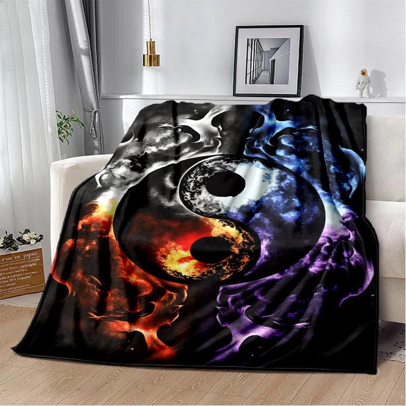 3D Naturalize Yin and Yang Chinese Tai Chi Blanket,Soft Throw Blanket for Home Bedroom Bed Sofa Travel Office Cover Blanket Kids