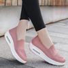 Breathable Knitted Women Casual Shoes Air-cushion Platform Shoes Slip-on Walking Loafers Working Shoes Big Size 35-44