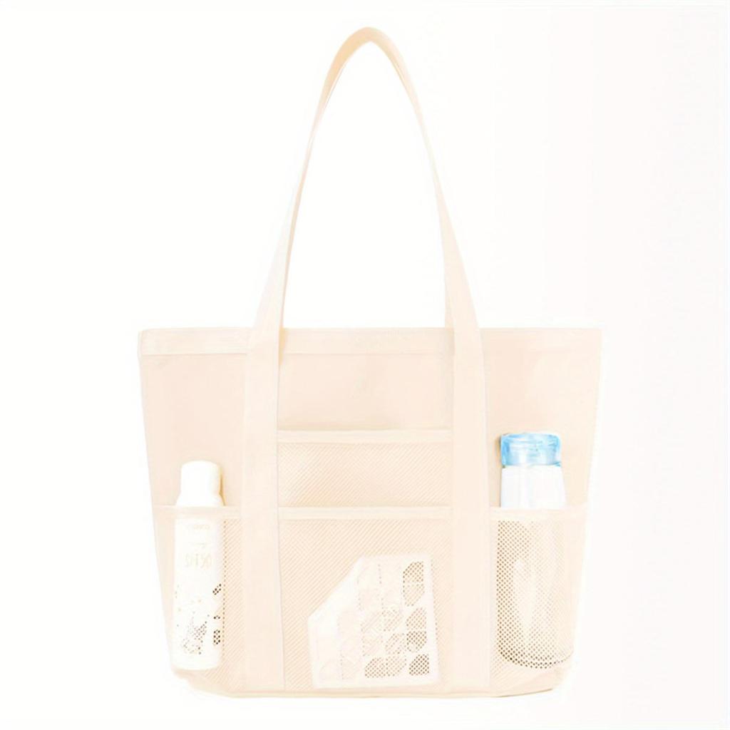 Large Capacity Mesh Beach Bag Women Shopping Tote Swimming Suit Pouch Single Shoulder Travel Storage Bag for Swimwear and Beach