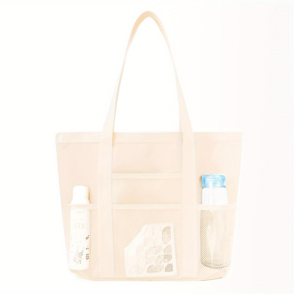 

Сетчатая пляжная сумка большой вместимости, несколько карманов, складная, легкая, на плечо, для путешествий, для хранения, косметичка, сумки для отдыха и плавания покинуть белый