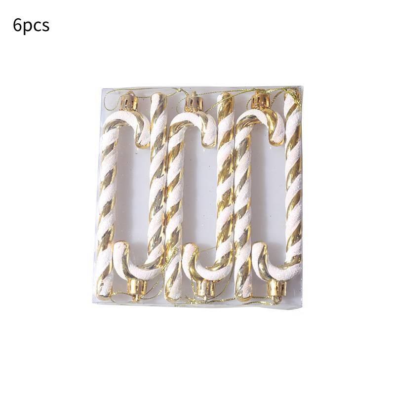 X 6 Candy Cane Glitter Hanging Christmas Tree Decoration Santa Ornament Xmas