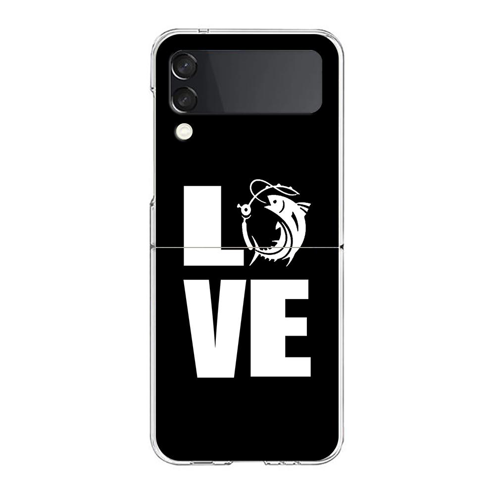 Carp Fishing Fish Phone Case For Samsung Galaxy Z Flip 3 4 5 Hard Folding Clear PC Bumper For Samsung Z Flip 6 Back Cover