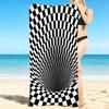 1Pc Checkerboard Illusion Tunnel Beach Towel, Quick Dry, Multi-Use for Beach Pool Gym Yoga Home Travel, Christmas, Halloween, Xmas Gift M928739
