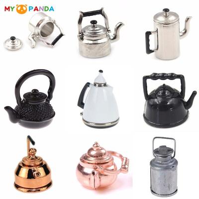 Dollhouse Miniature Accessories Simulation Retro Kettle Pot Open Lid Miniature Playthings for Figure House Decoration