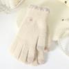 Finger gloves winter women's new thickened warm solid color cute student cycling cold-proof wool gloves women
