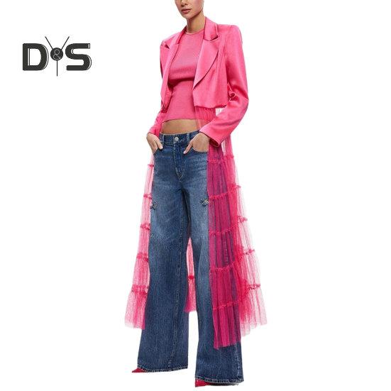 

Женское платье-пальто Платье-пэчворк Сетчатый отложной воротник Длинный рукав Кардиган А-силуэта Длина до середины икры Атласное Женское сценическое пальто-платье M розы красного