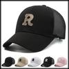 R Embroidered Cap Hat Mesh Design Casual Cool CZA020 [White Fang] Men's Women's (White)