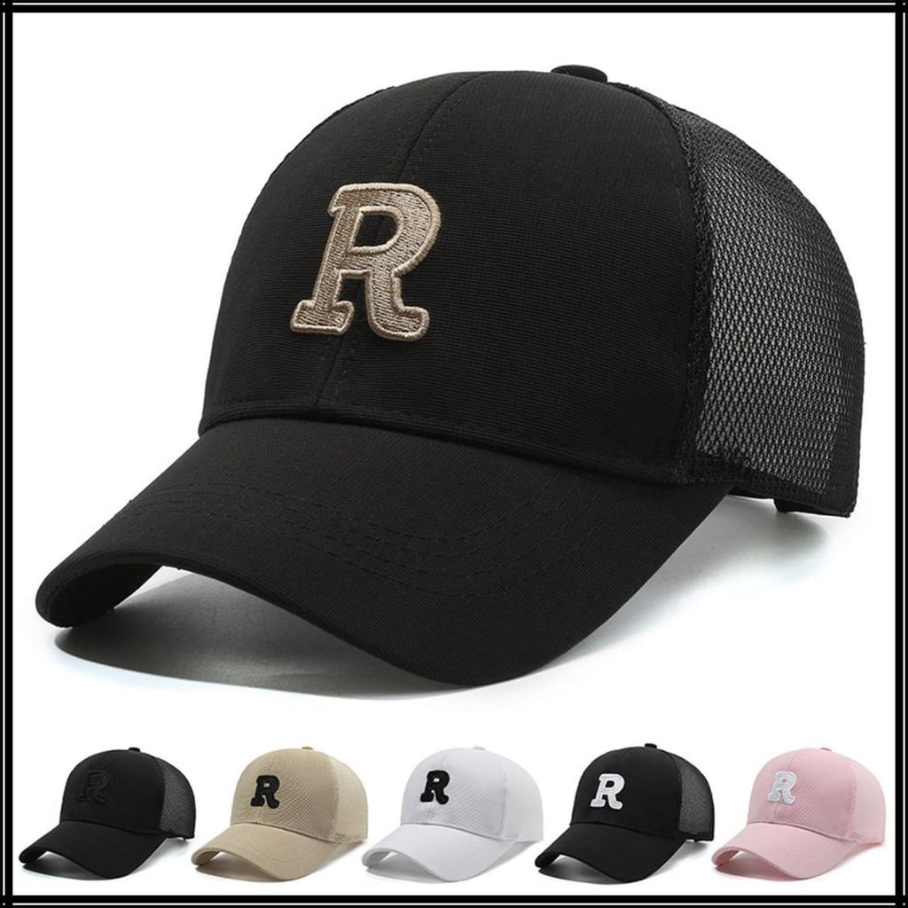 R Embroidered Cap Hat Mesh Design Casual Cool CZA020 [White Fang] Men's Women's (White)