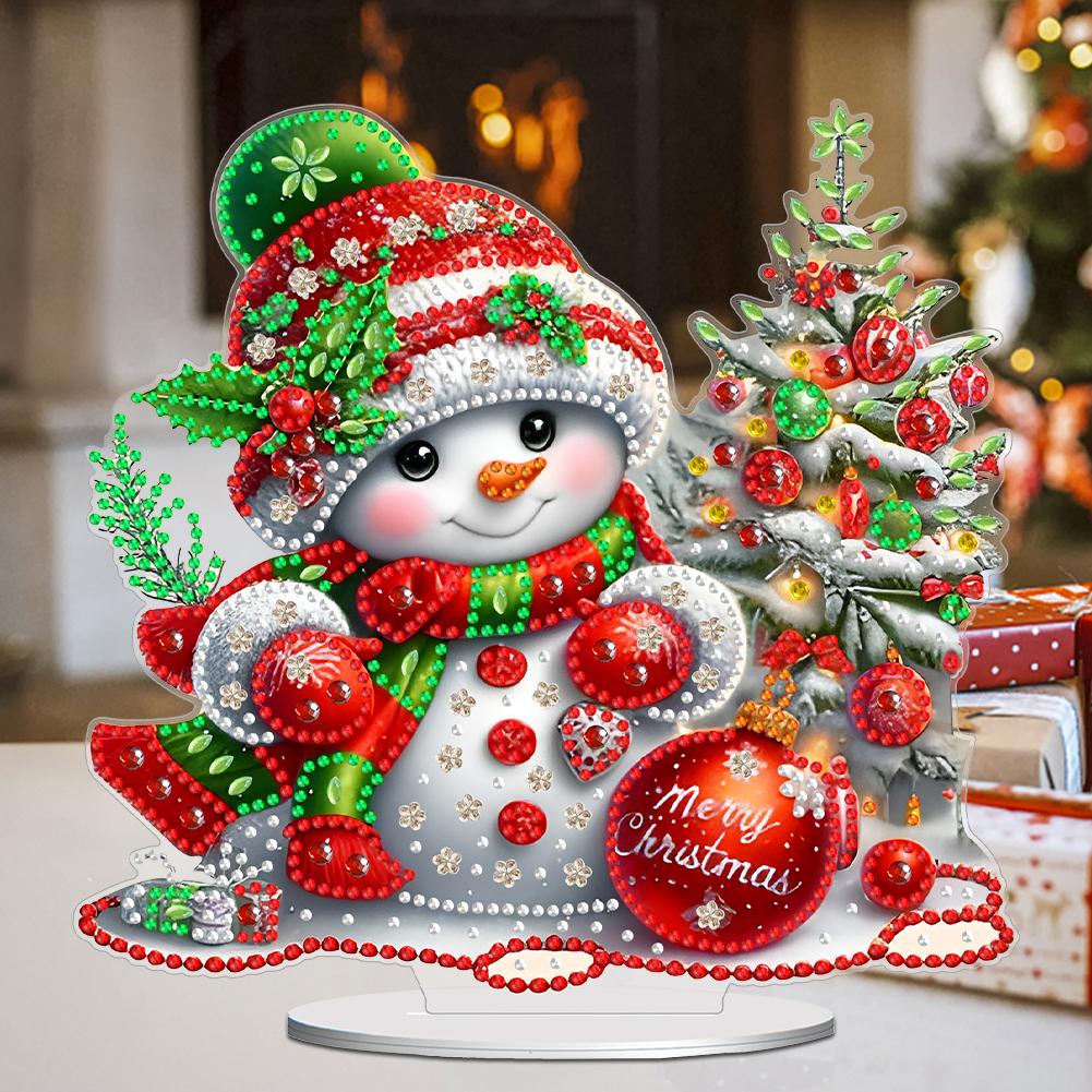 Christmas Snowman Diamond Painting Tabletop Ornaments Kit Acrylic Table Top Diamond Painting Ornament Kits Bedroom Table Decor