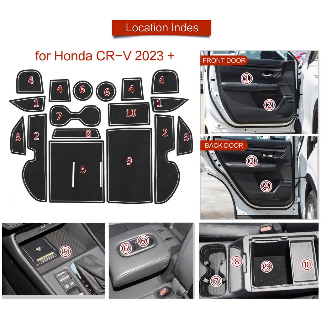 Anti-Slip Gate Slot Mat for Honda CR-V CRV 2023 + Non-Slip Door Groove Pad Cup Holder Interior Accessories